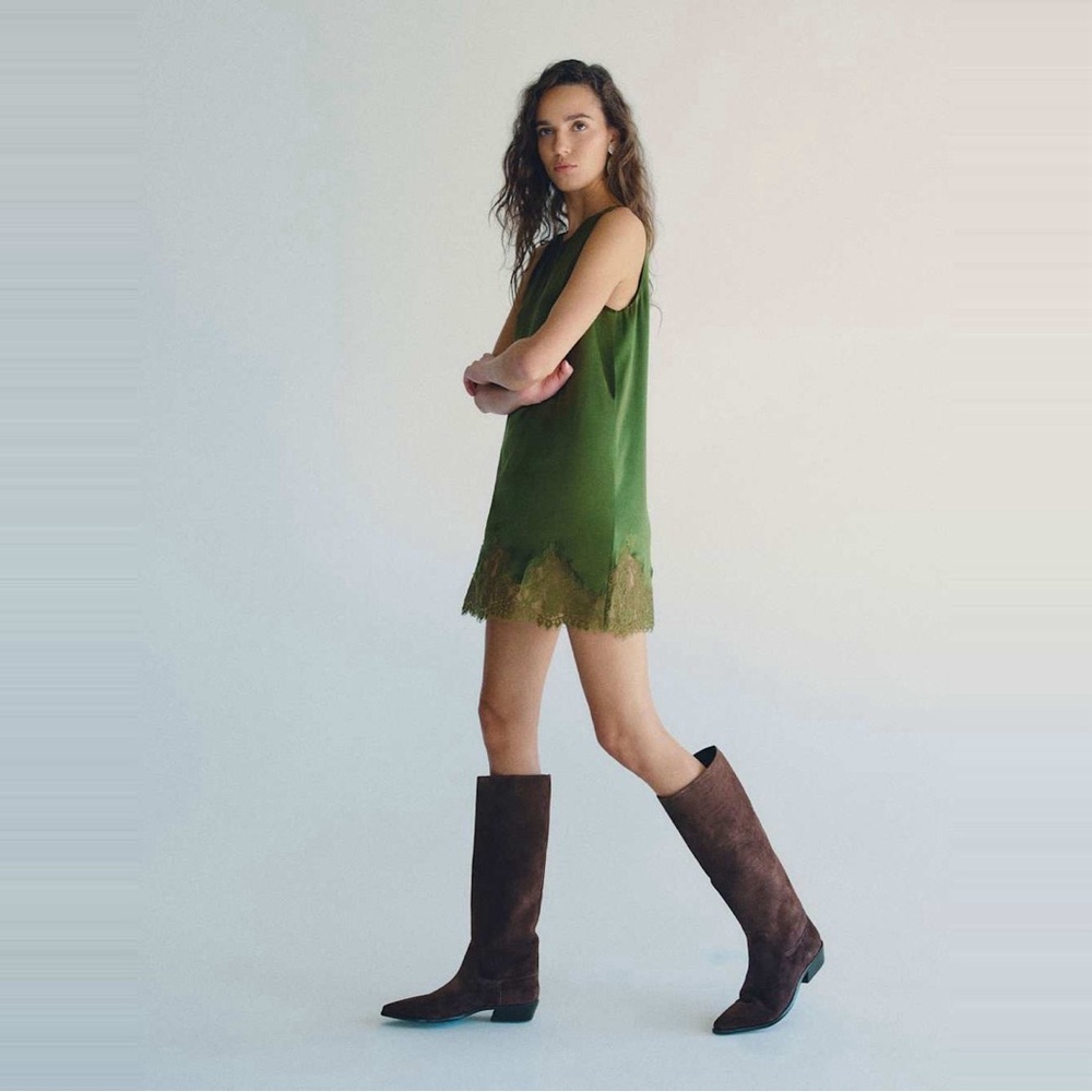 REFORMATION Dominique Genuine Boss Suede Espresso Brown Knee High Leather Boots - Picture 2 of 13